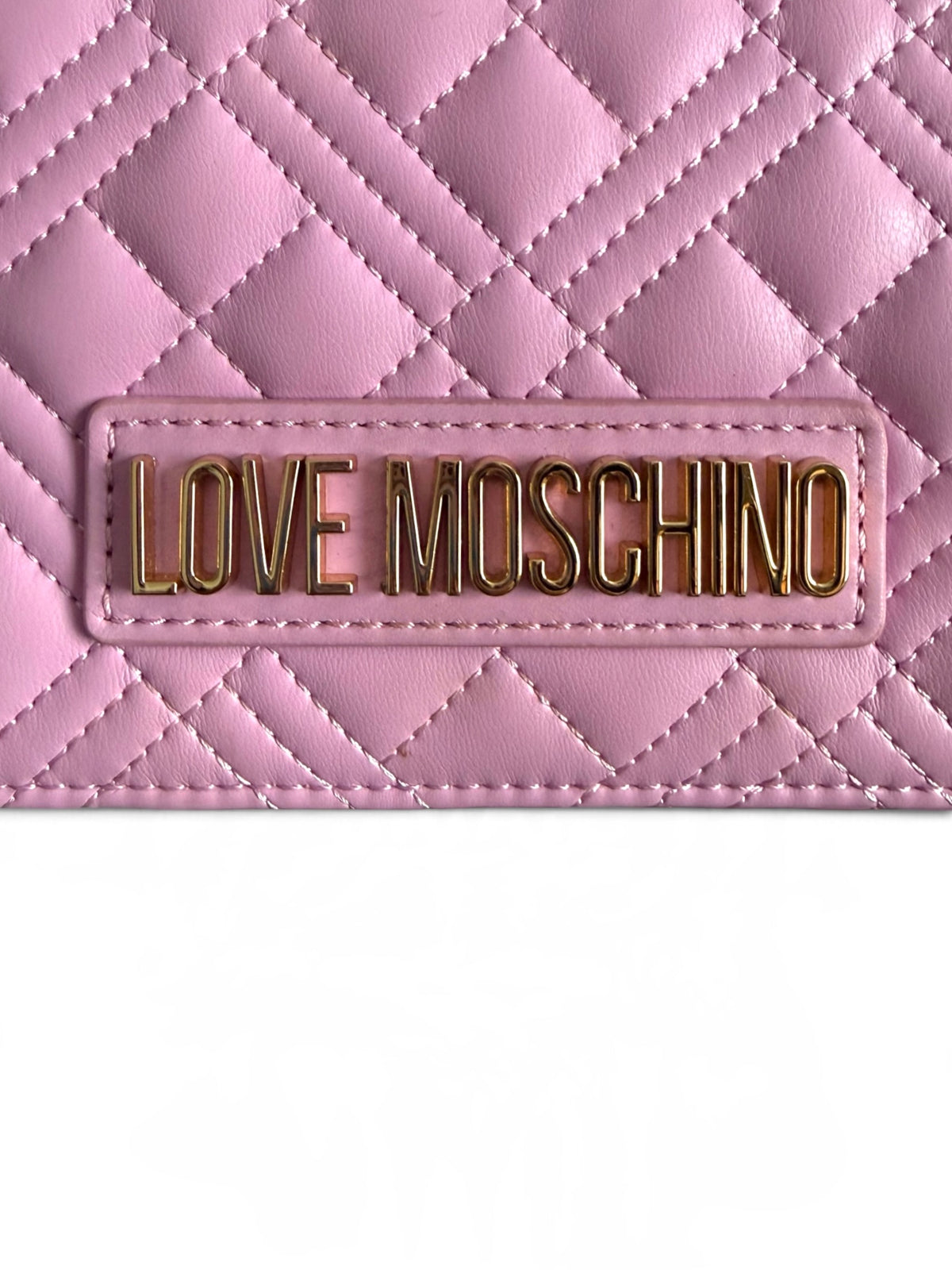 Love Moschino Pink Quilted Crossbody Bag with Gold Chain