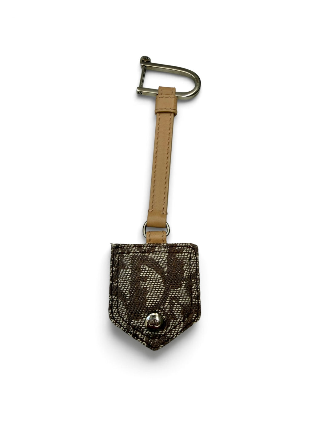 Christian Dior Oblique Monogram Canvas Handbag Charm with Beige Leather Strap & CD Hardware
