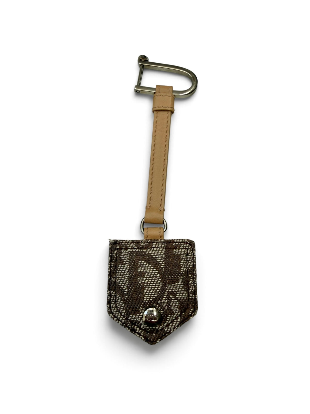 Christian Dior Oblique Monogram Canvas Handbag Charm with Beige Leather Strap & CD Hardware