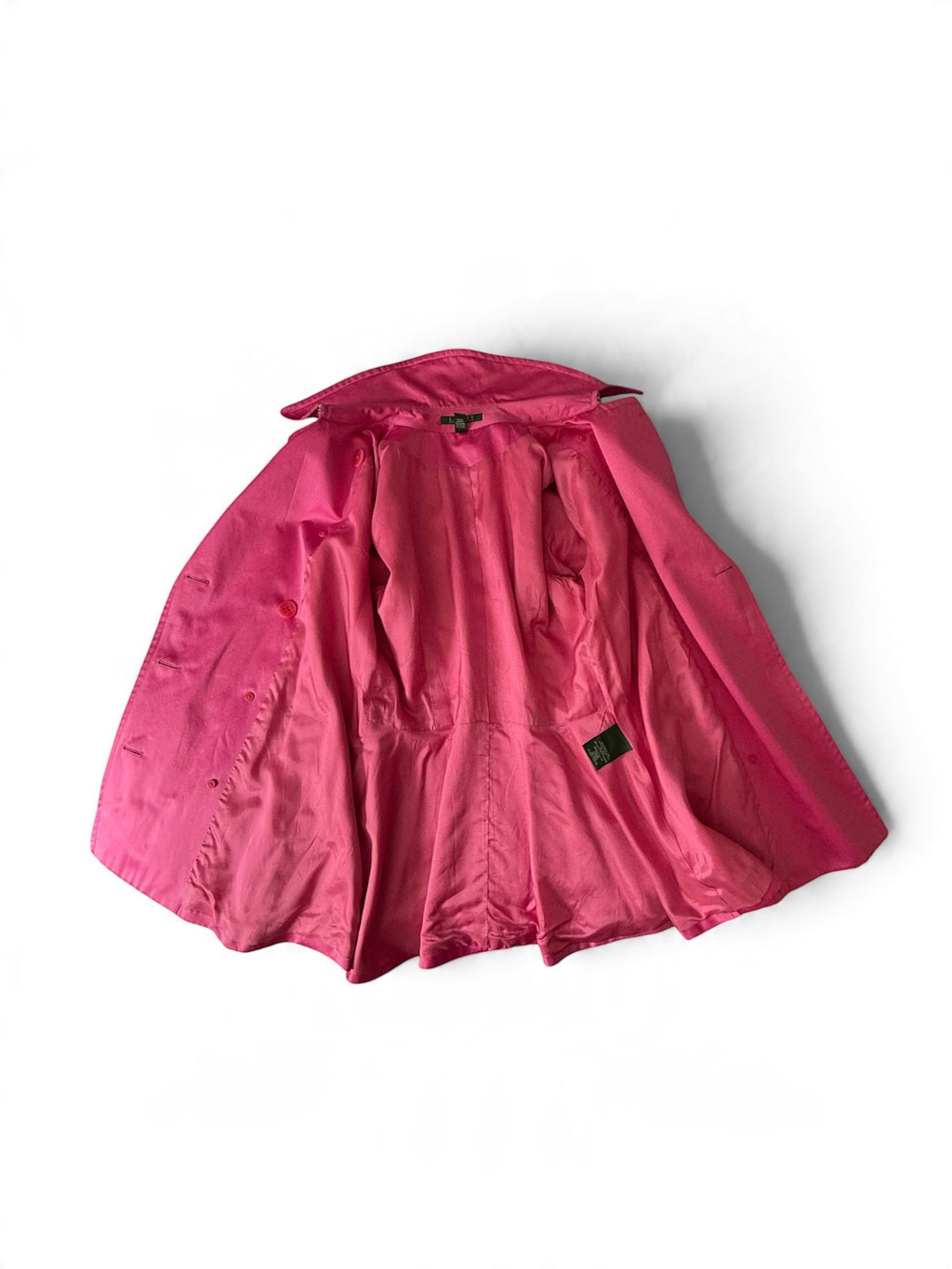Lauren by Ralph Lauren Women’s Hot Pink Double-Breasted Trench Coat with Belt, Size M