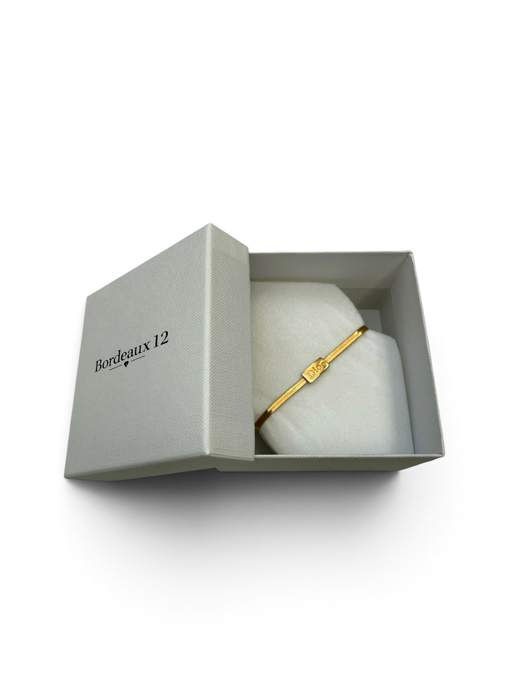 Vintage Christian Dior Bracelet, 1990s Gold Snake Chain with Logo Plaque