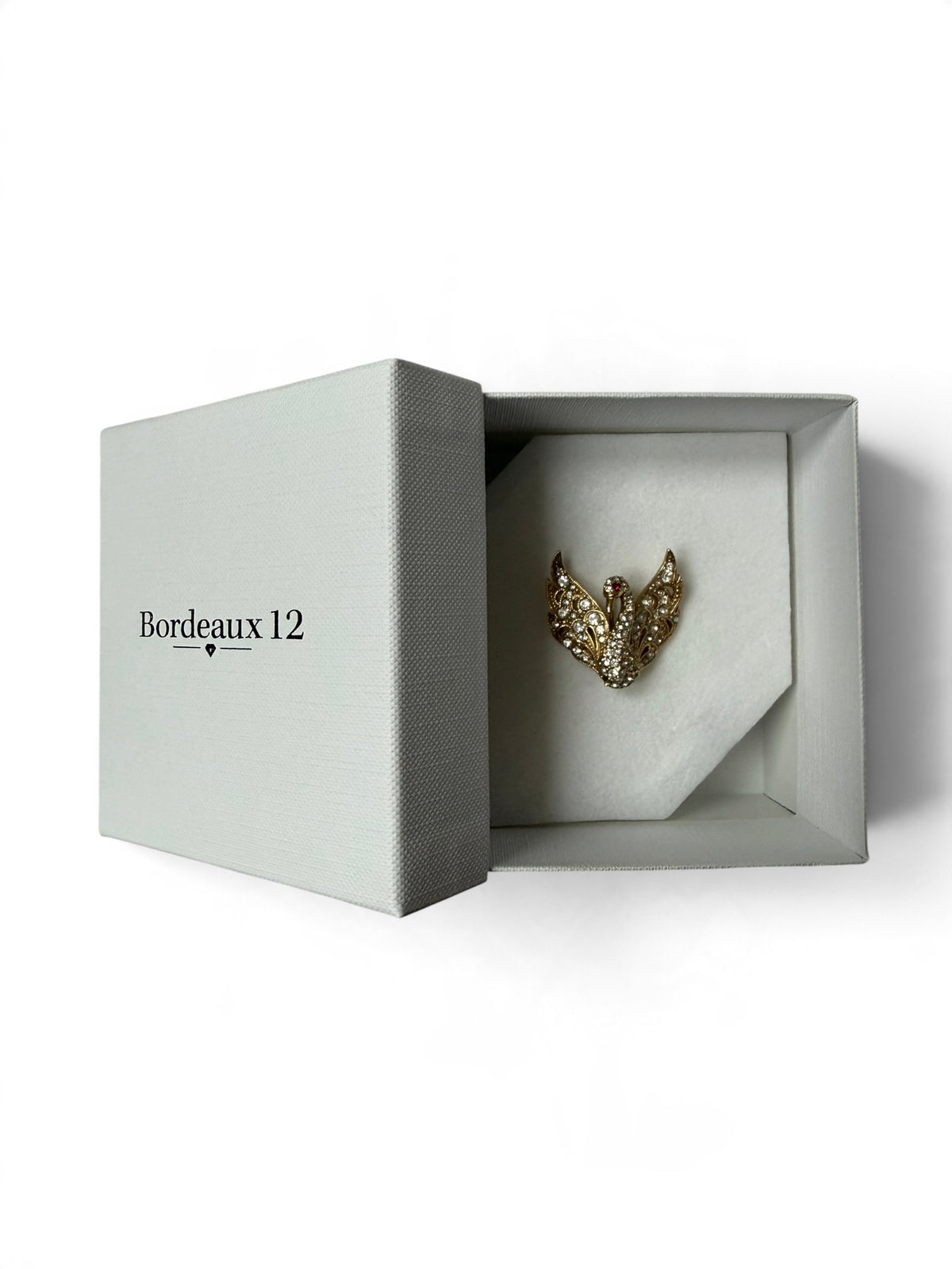 Attwood & Sawyer Vintage 22ct Gold Plated Swan Brooch with Swarovski Crystals