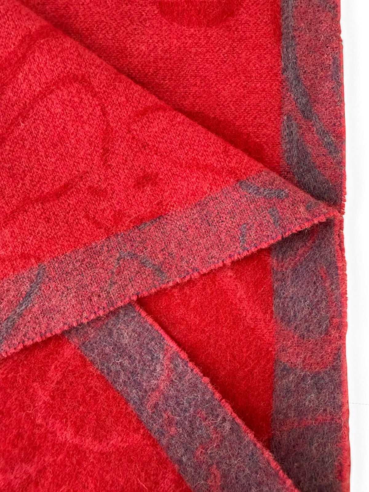 Vintage Vivienne Westwood Red Purple Wool Scarf Fringed Orb Logo