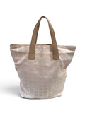 Chanel Beige Travel Line Nylon Tote Bag with Leather Handles