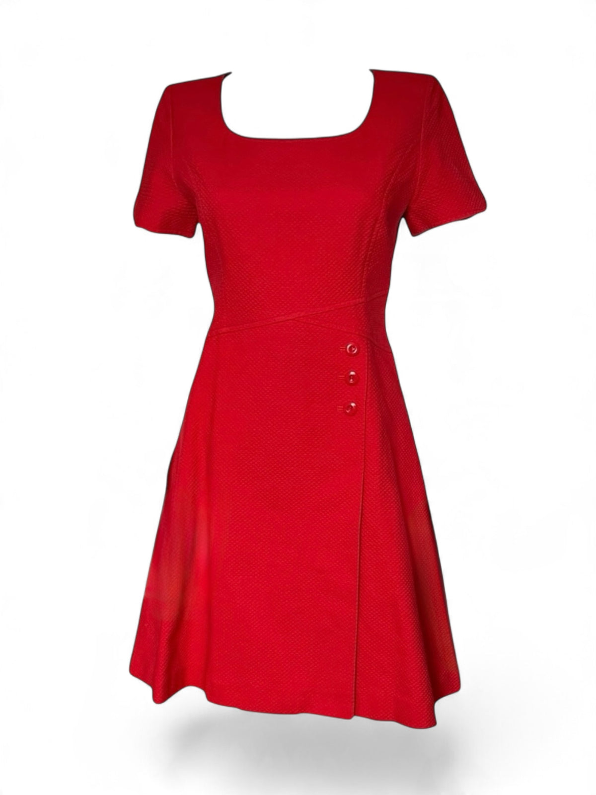 Dior Short Flared Red Dress With Button Detail