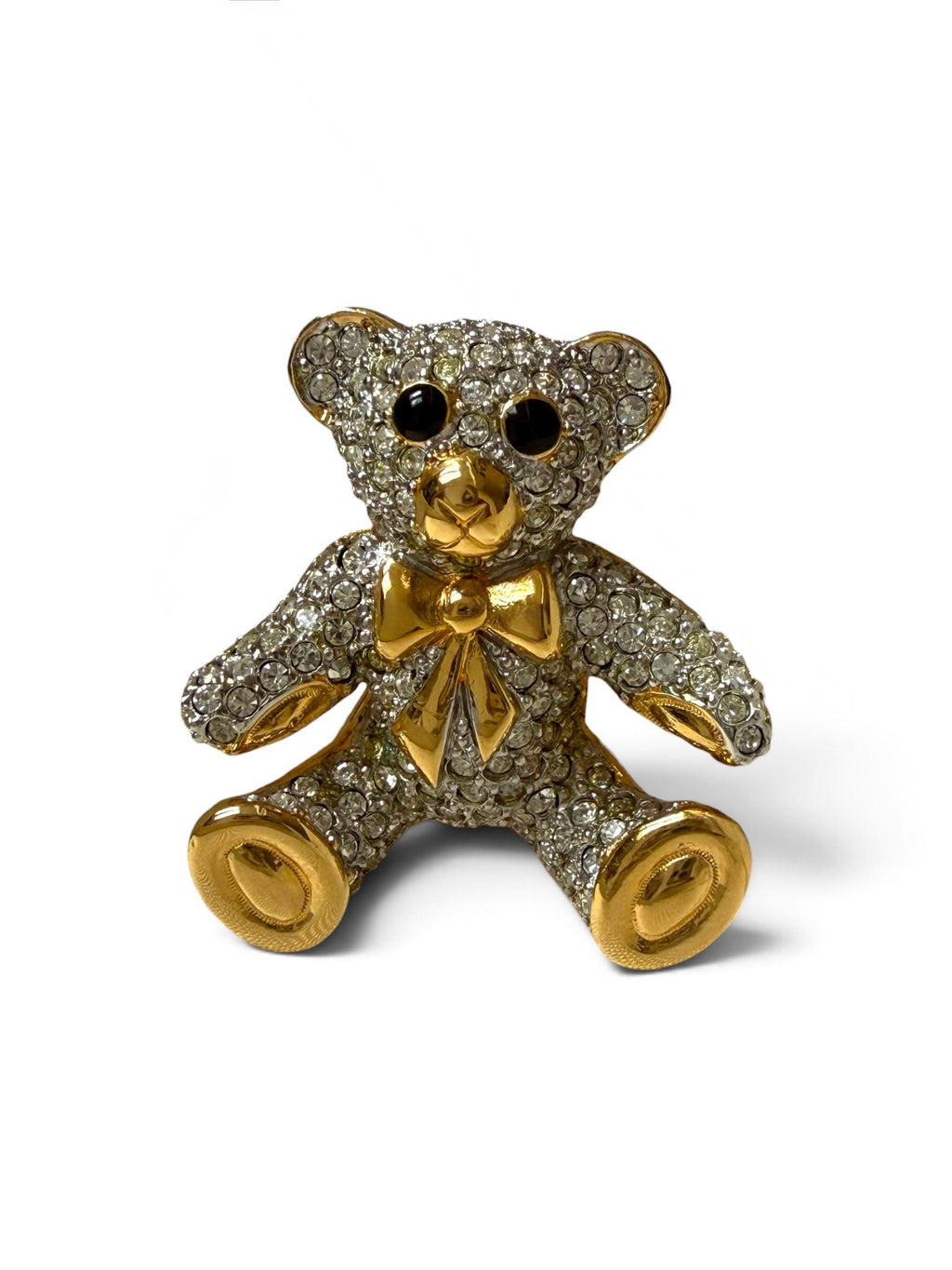 Sparkling Vintage Grossé Crystal Teddy Bear Brooch with Original Box