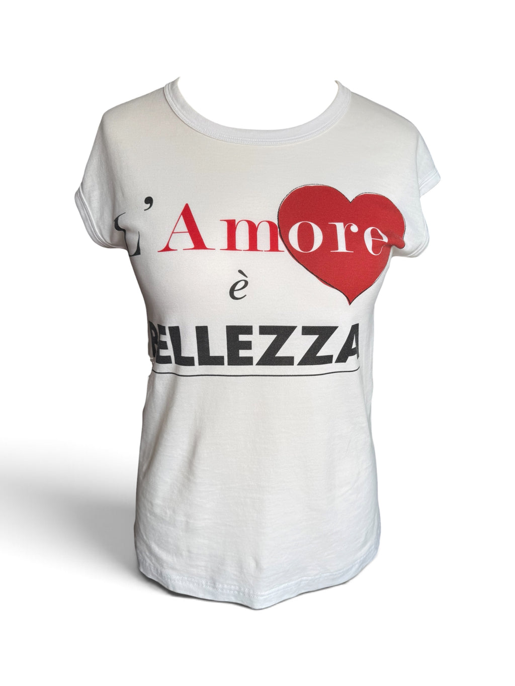 Dolce & Gabbana L’Amore è Bellezza White Cotton T-Shirt – Size IT 36