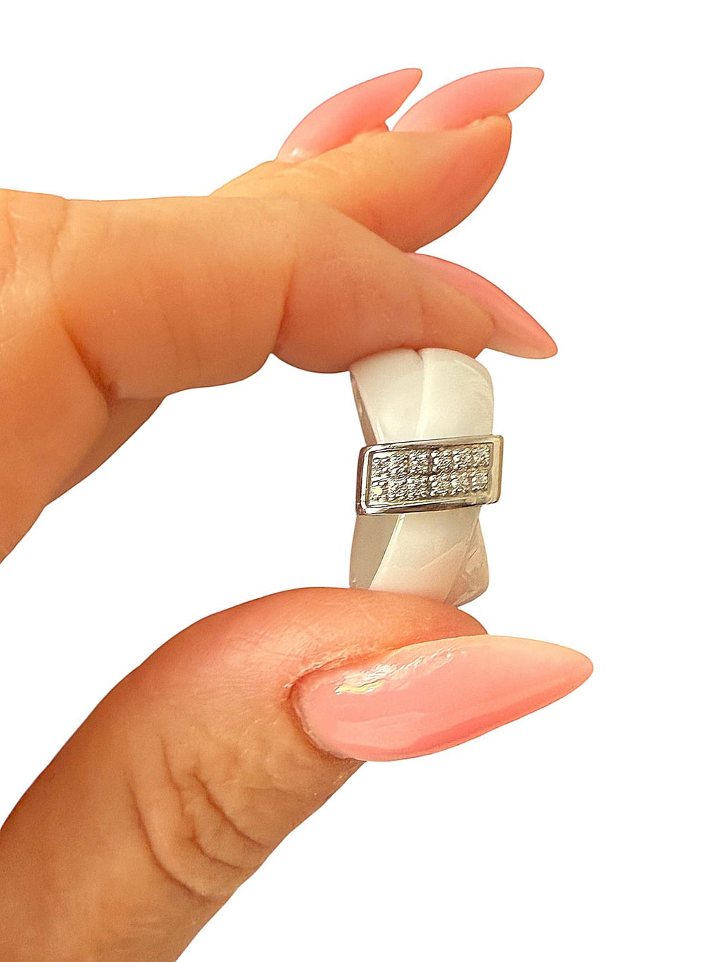 Chanel “Ultra” White Ceramic Criss-Cross Ring