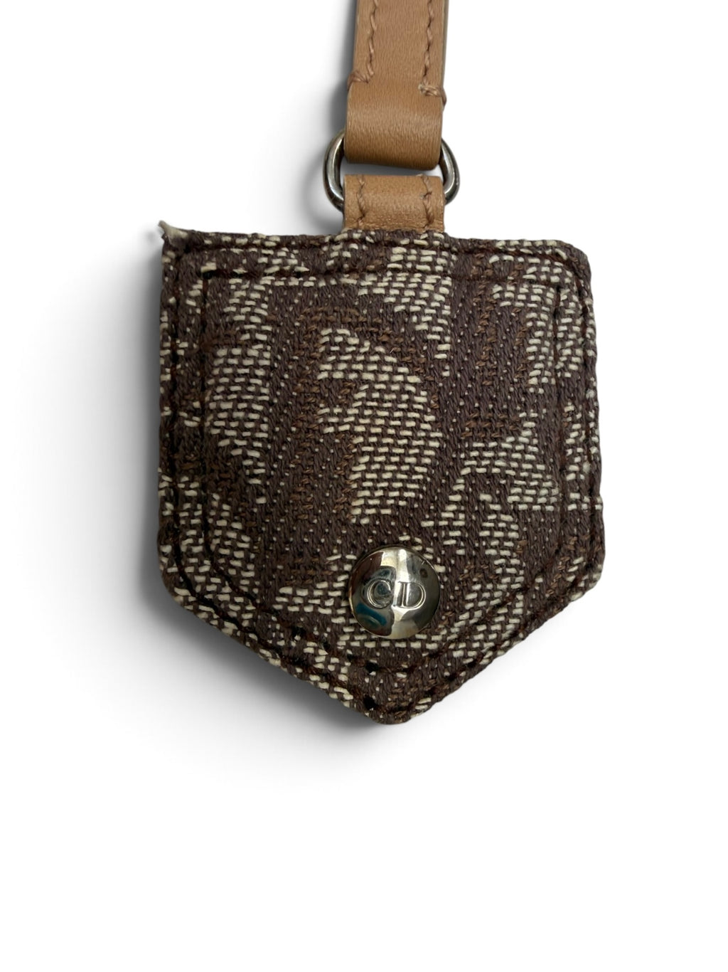 Christian Dior Oblique Monogram Canvas Handbag Charm with Beige Leather Strap & CD Hardware