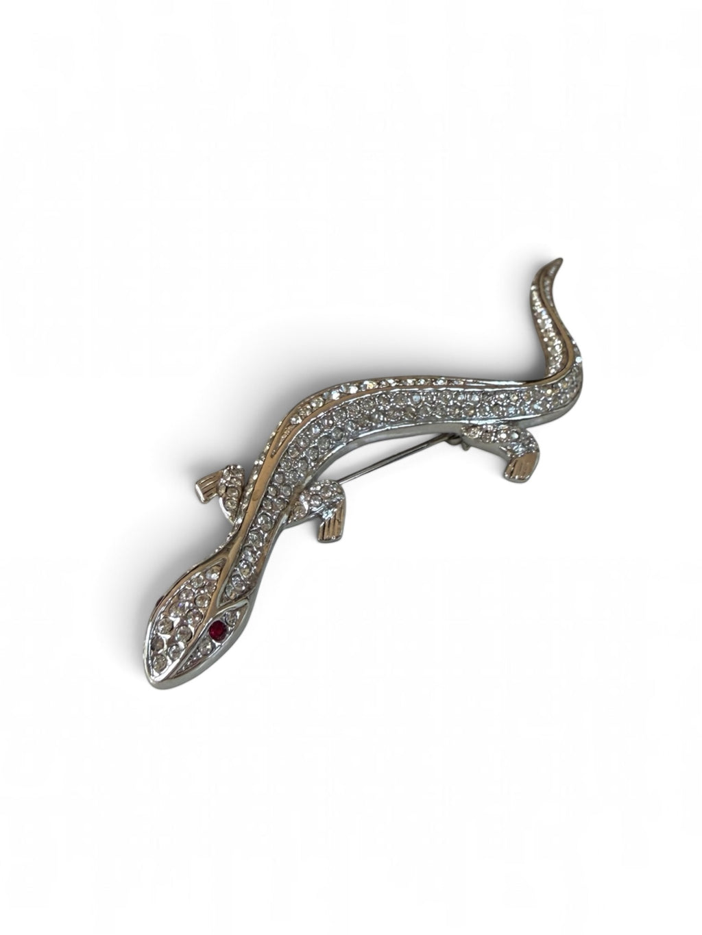 Vintage Attwood & Sawyer Crystal Lizard Brooch, Signed A&S, circa 1980s