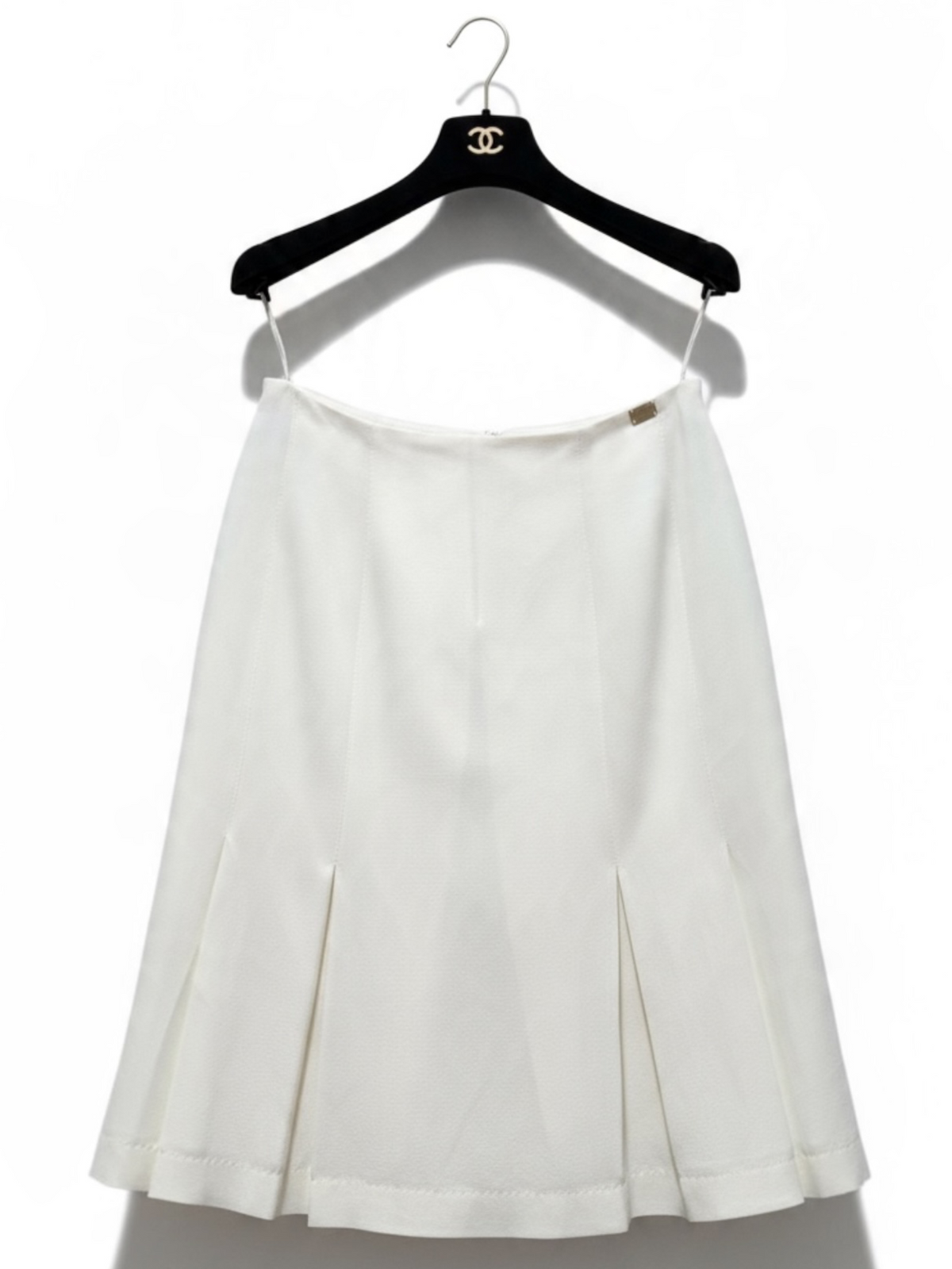 Chanel Cream Midi Silk Skirt with Pleats