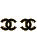 Chanel Black Enamel and Gold Plated Post Earrings