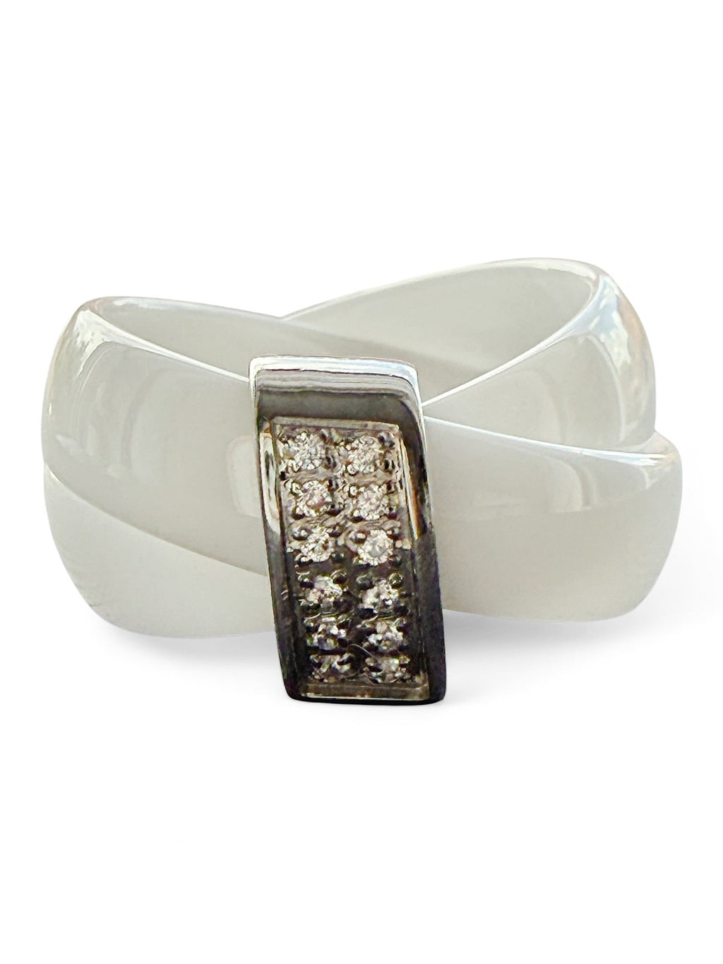 Chanel “Ultra” White Ceramic Criss-Cross Ring