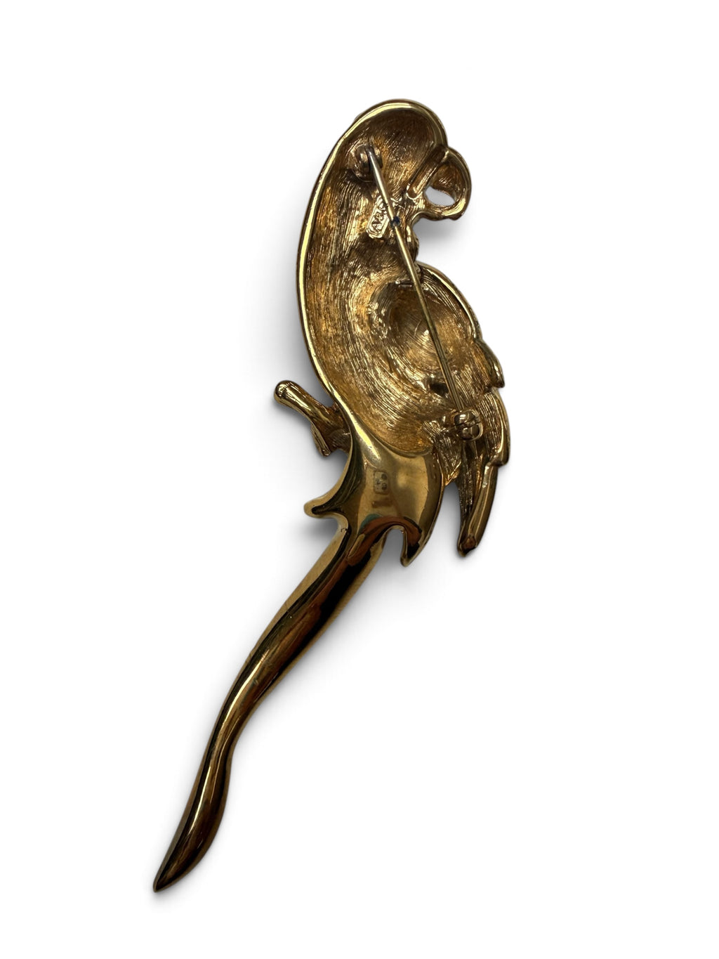 Vintage Attwood & Sawyer Parrot Brooch – 22ct Gold-Plated Enamel & Crystal