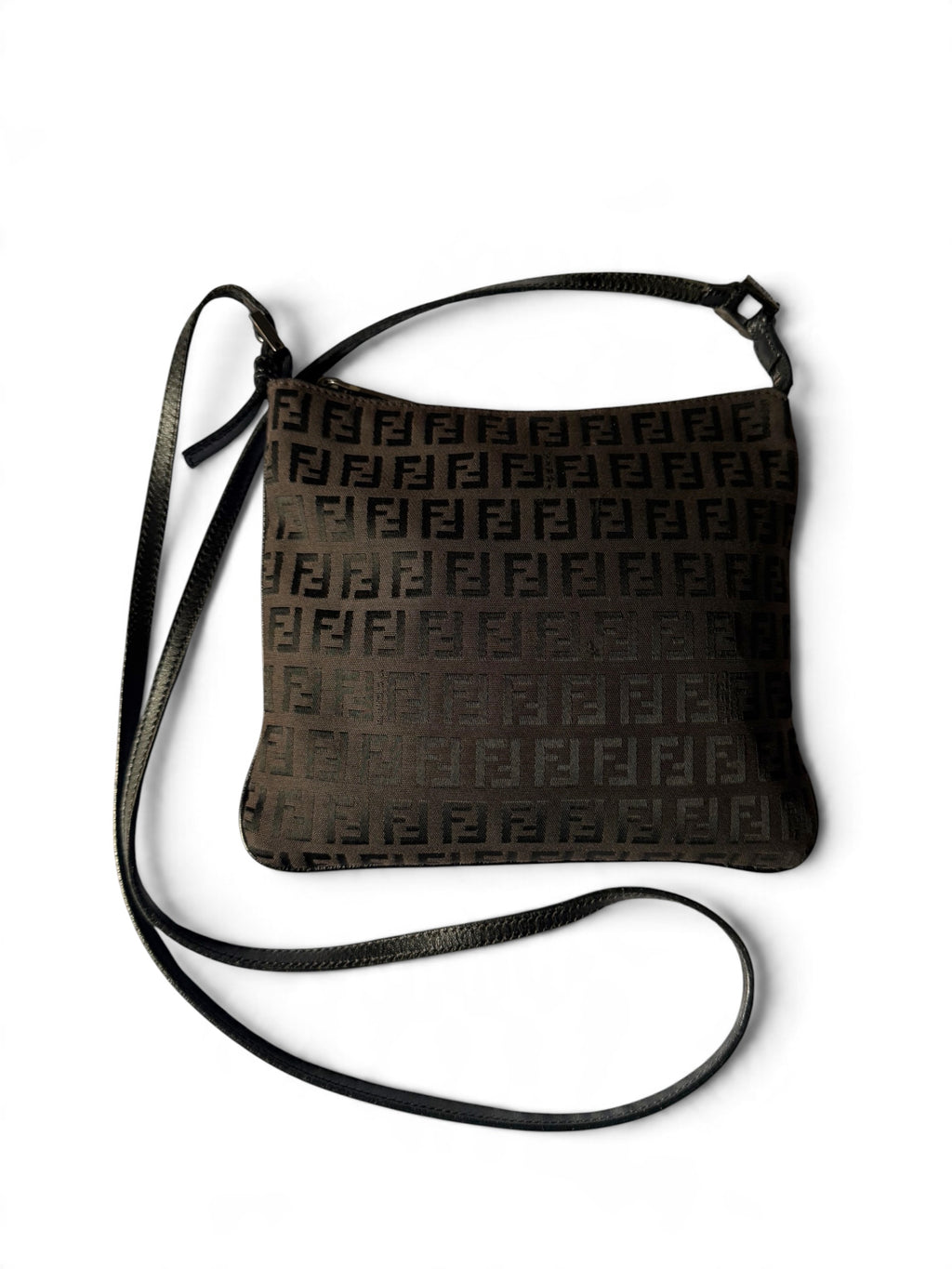 Fendi Dark Chocolate Brown FF Monogram Canvas Crossbody Bag – Made in Italy