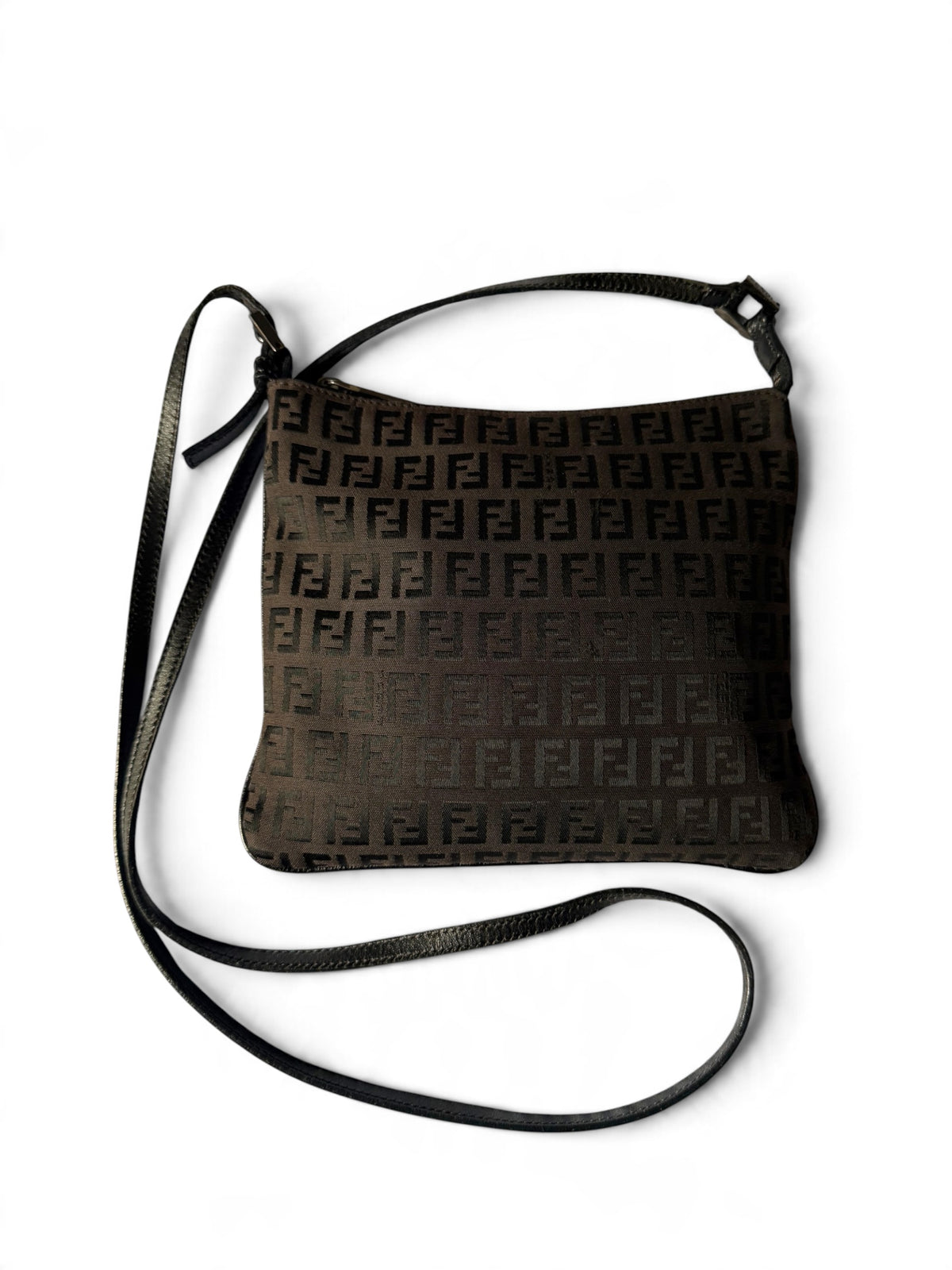 Fendi Dark Chocolate Brown FF Monogram Canvas Crossbody Bag – Made in Italy