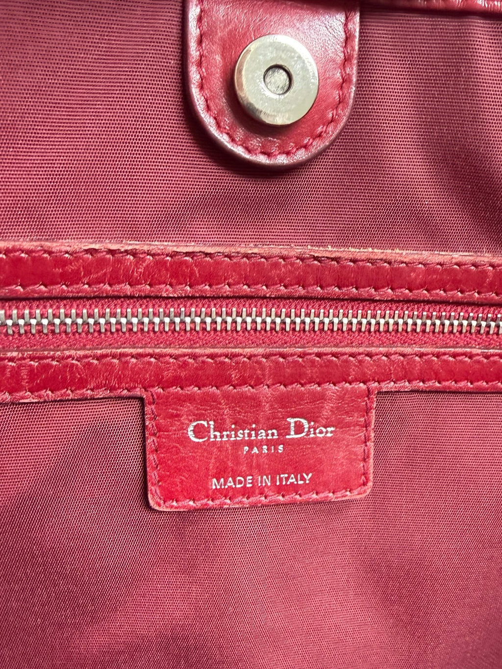 Christian Dior Panarea Medium/Large Red Cannage Quilted Tote – Authentic 2011, Silver Hardware & Charm, Made in Italy