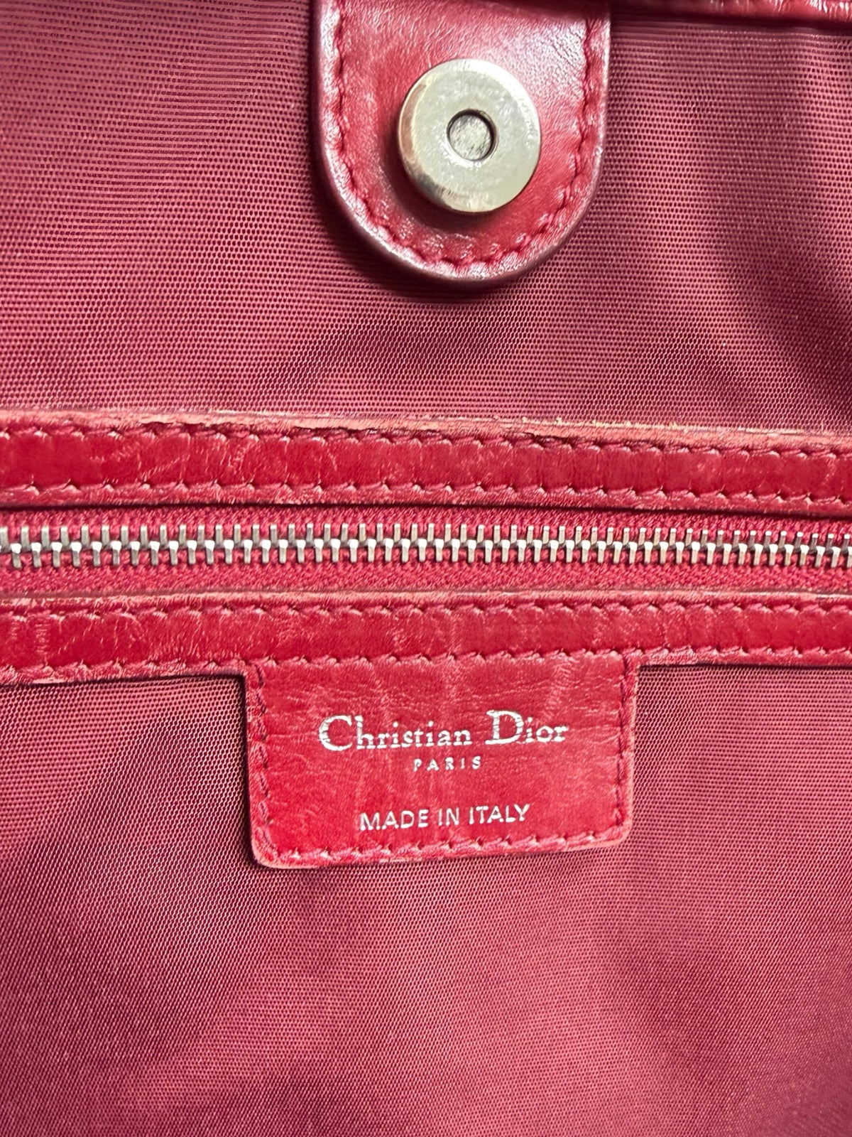 Christian Dior Panarea Medium/Large Red Cannage Quilted Tote – Authentic 2011, Silver Hardware & Charm, Made in Italy
