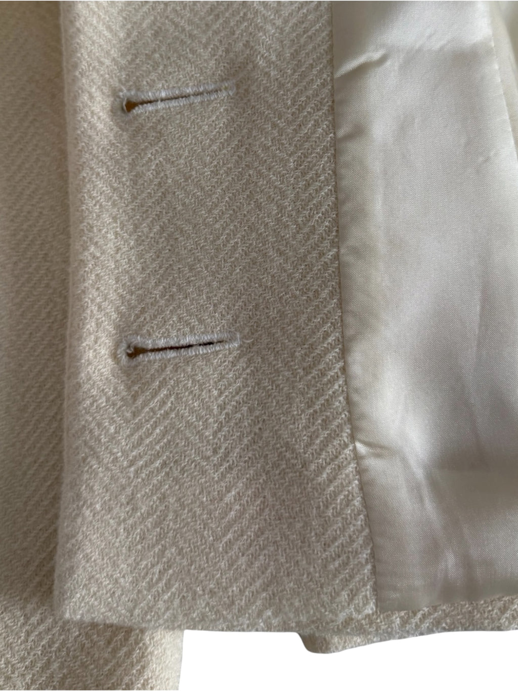 Valentino Miss V Cream Herringbone Skirt Suit, Size 44 / US 10