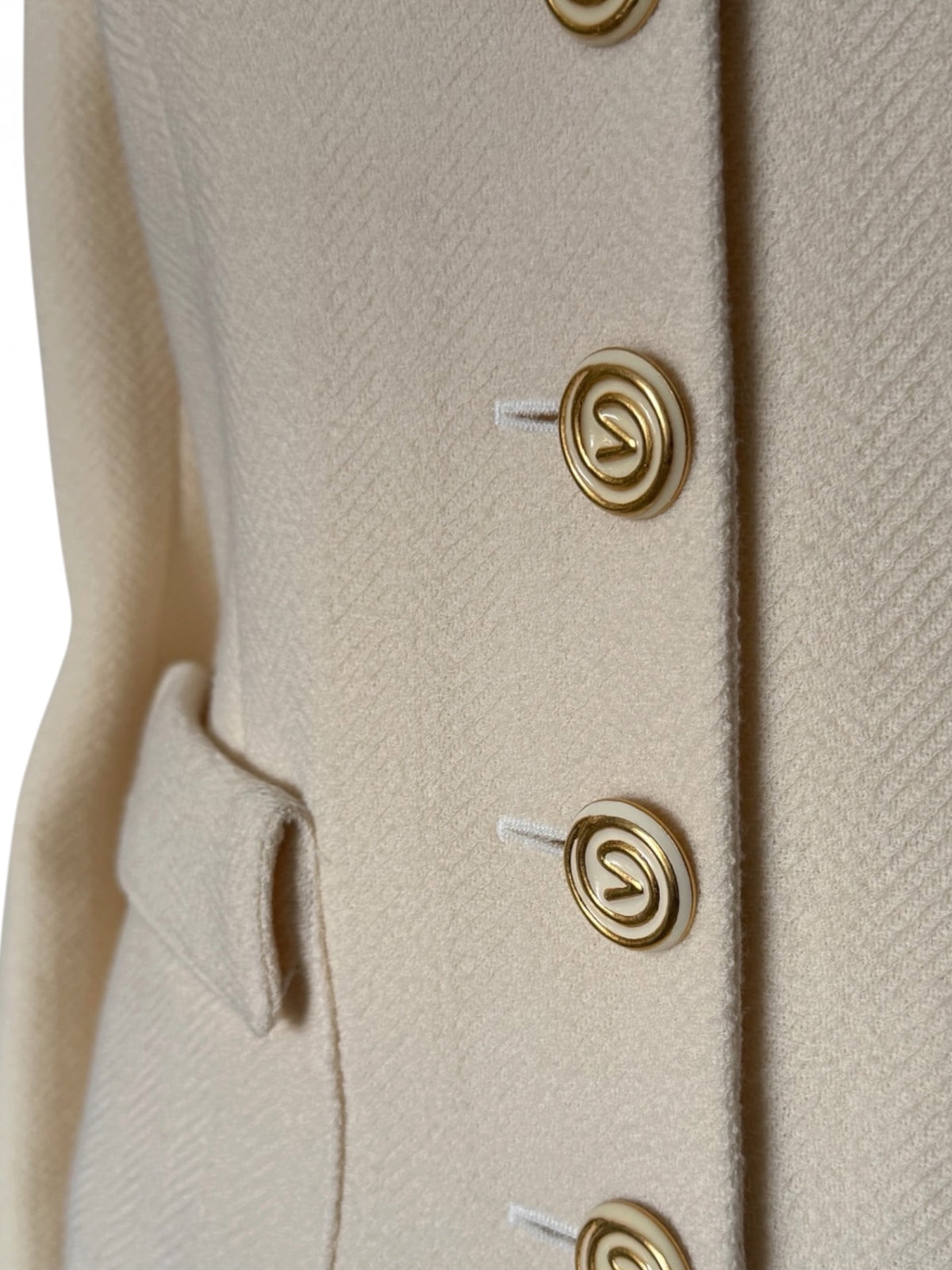 Valentino Miss V Cream Herringbone Skirt Suit, Size 44 / US 10