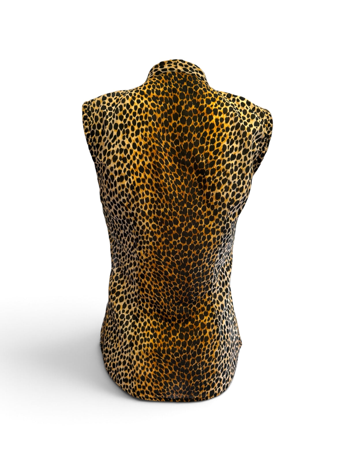 Dolce & Gabbana Sleeveless Leopard Print Pussy Bow Blouse in Cotton UK Size 10