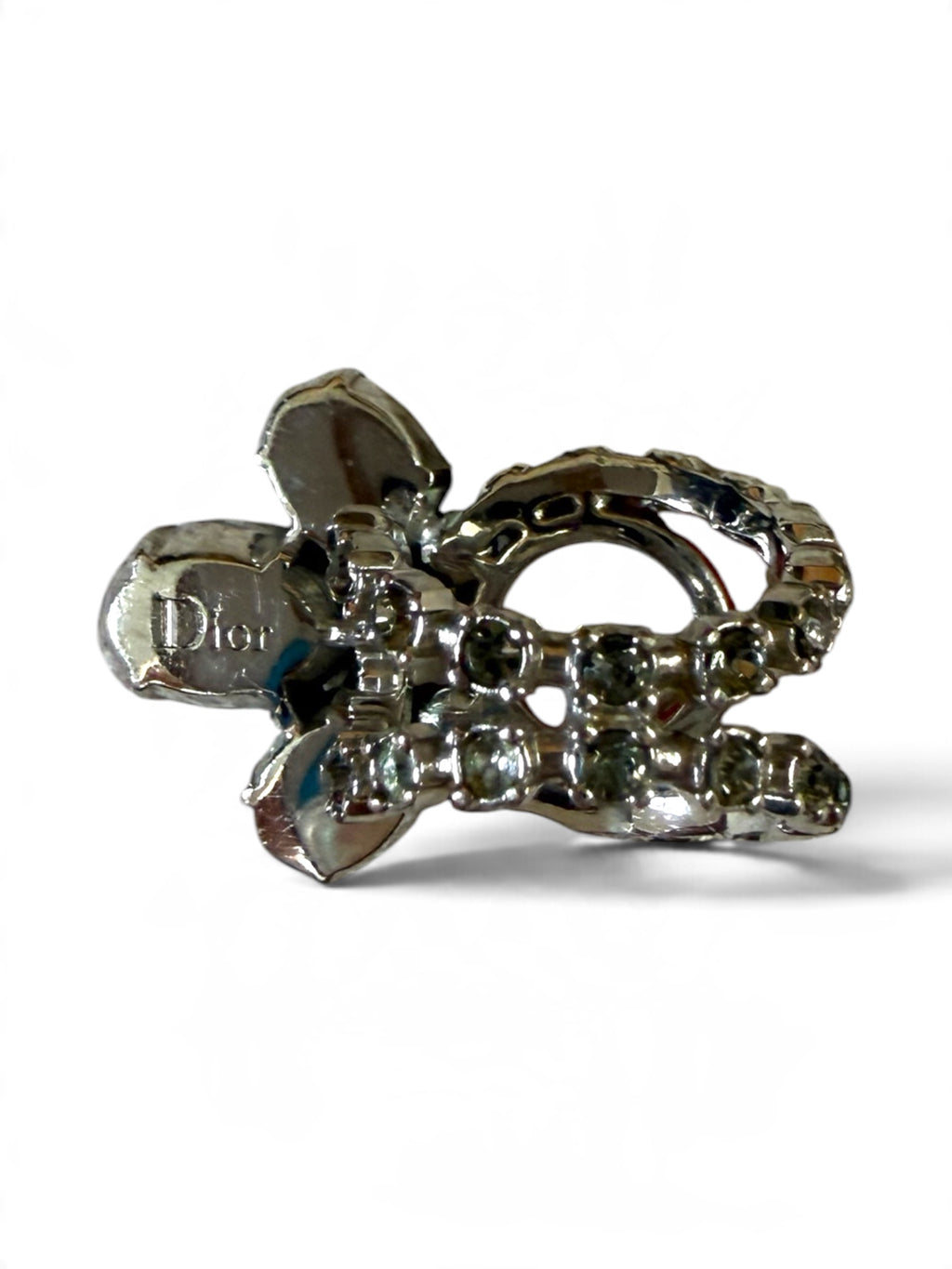 Vintage Christian Dior Red Enamel Crystal Cluster Statement Ring – Size N