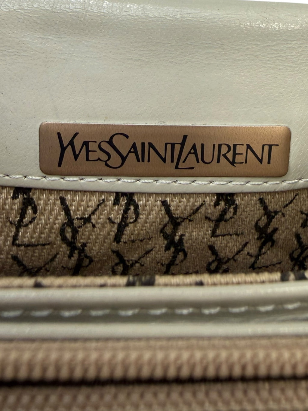 Yves Saint Laurent Pale Grey Chevron Quilted Leather Envelope Clutch, circa 1980s