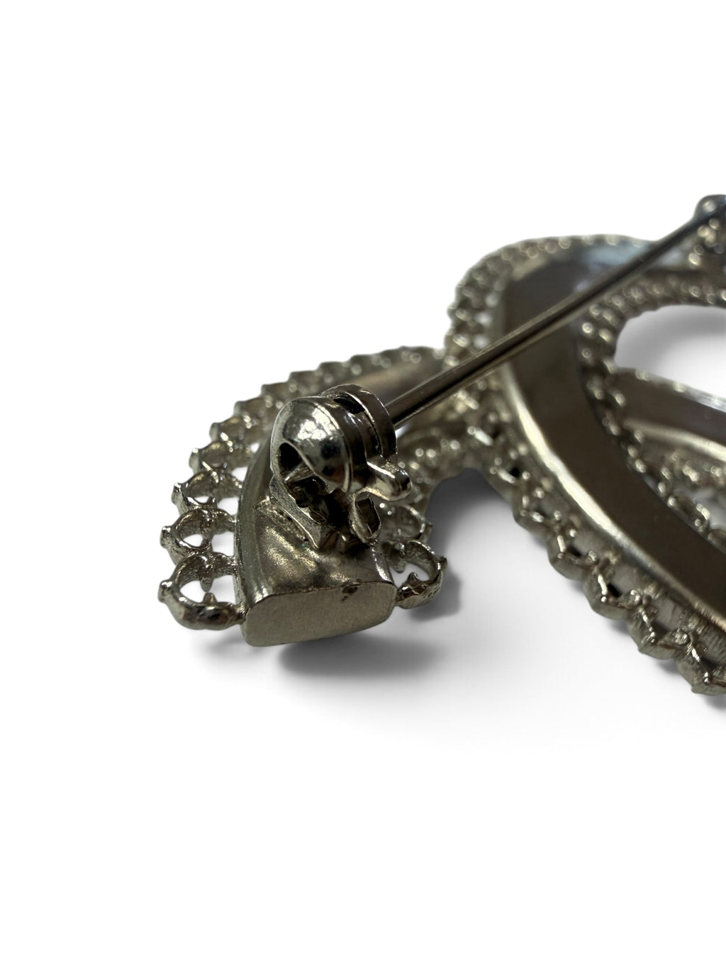 Chanel Silver-Tone Interlocking CC Filigree Brooch, B16, Made in Italy