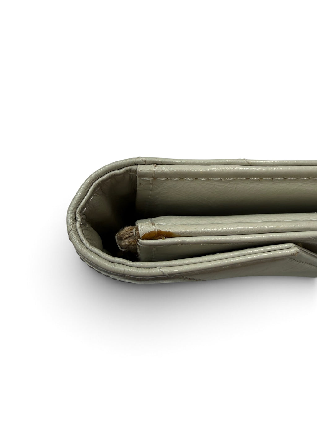 Yves Saint Laurent Pale Grey Chevron Quilted Leather Envelope Clutch, circa 1980s