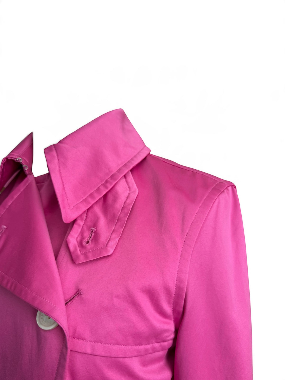 Lauren by Ralph Lauren Women’s Hot Pink Double-Breasted Trench Coat with Belt, Size M