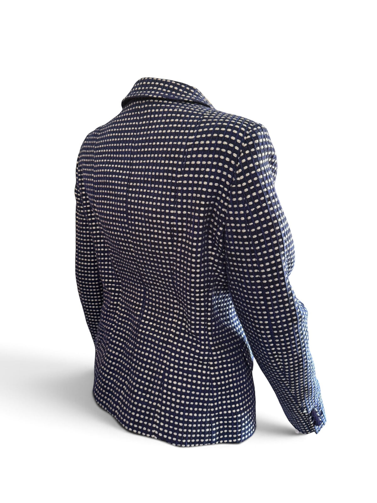 Vintage Moschino Cheap & Chic Navy Blue Check Blazer Jacket Size UK 12