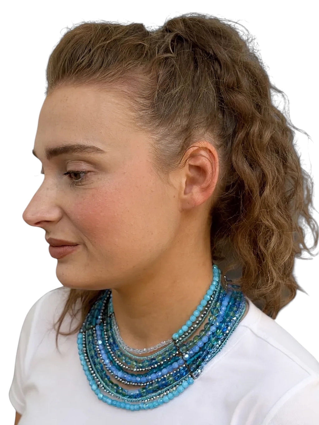 Poggi of Paris – Multi Strand Faceted Blue Beads Collar