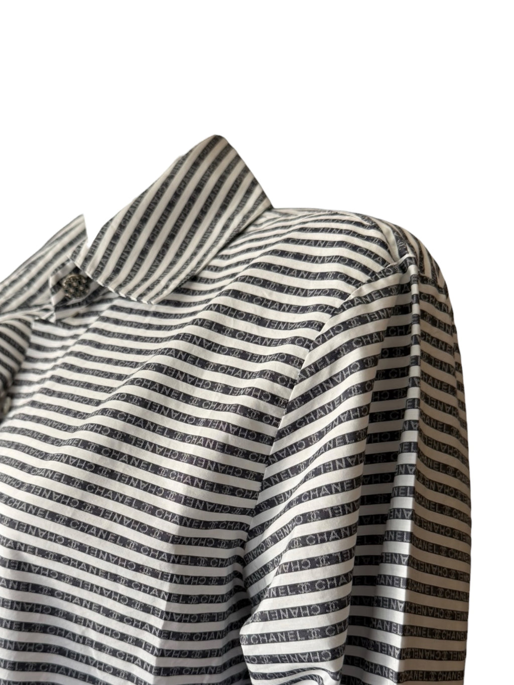 Chanel Logo Stripe Long Sleeve Shirt – 100% Cotton – Size 42 – Made in Italy – LegitGrails Authenticated