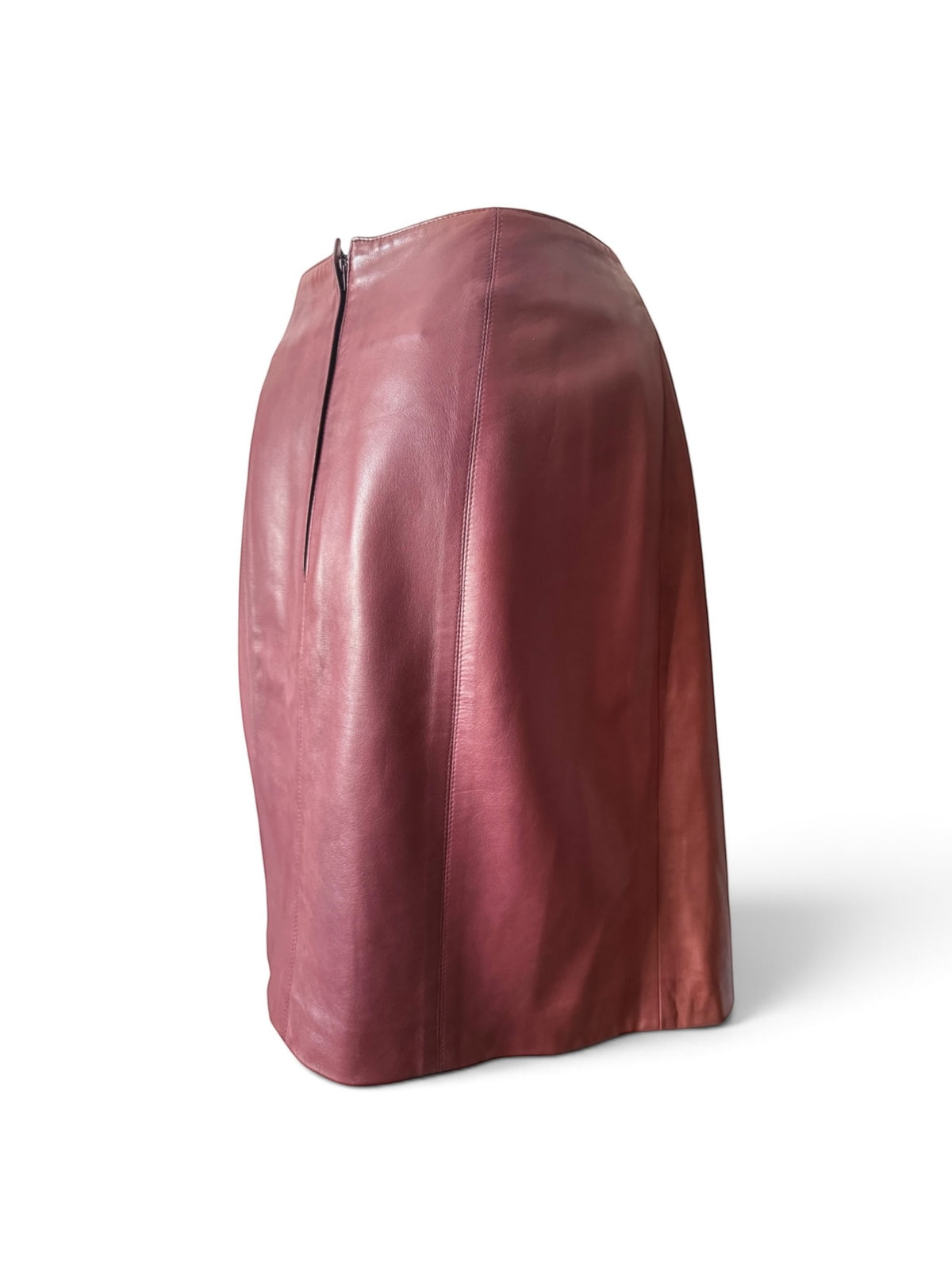 Chanel Bordeaux Leather Midi Skirt