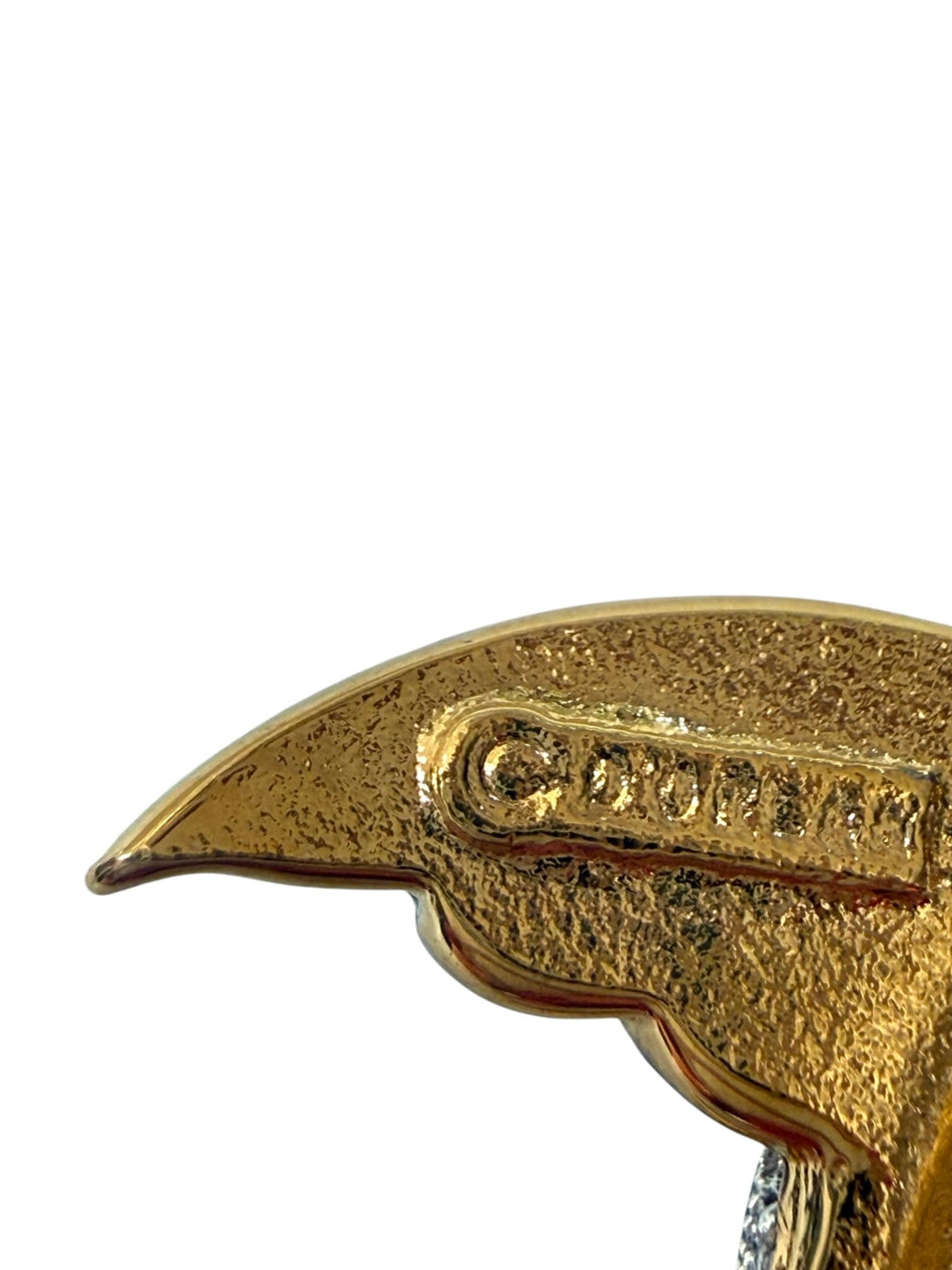 Vintage D’Orlan Gold-Tone Enamel Fish Brooch with Swarovski Crystals