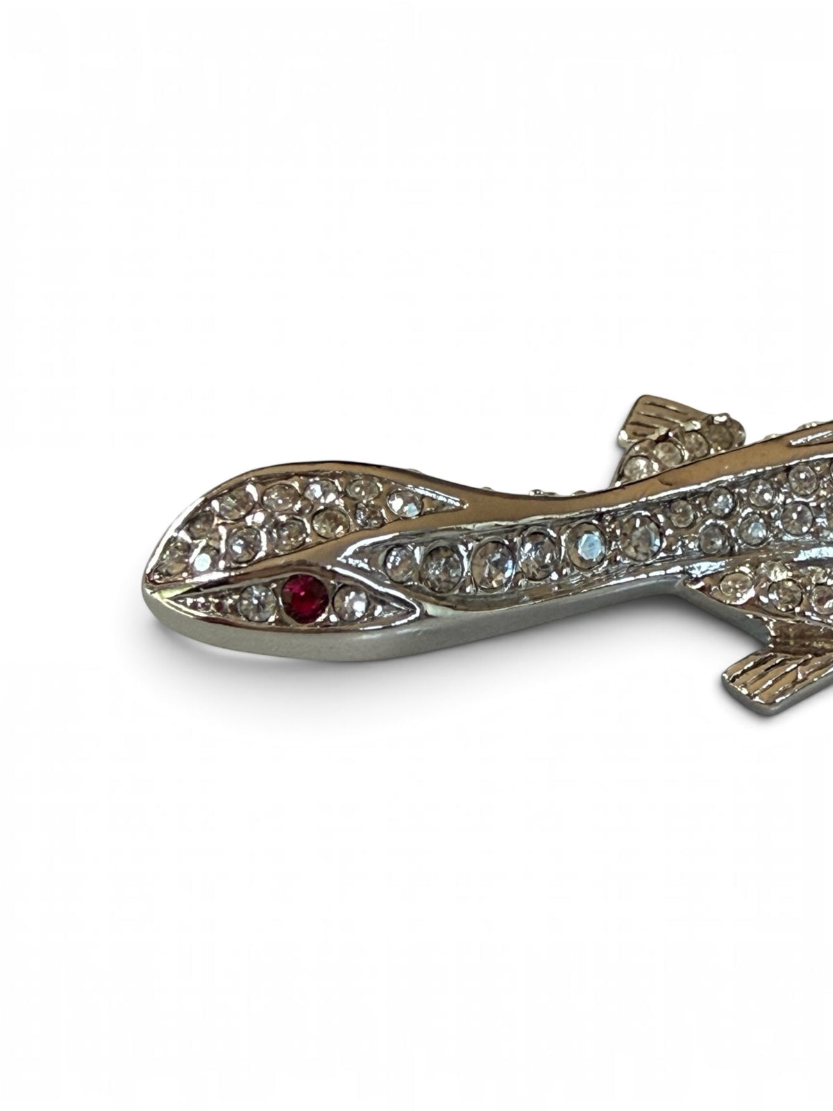 Vintage Attwood & Sawyer Crystal Lizard Brooch, Signed A&S, circa 1980s