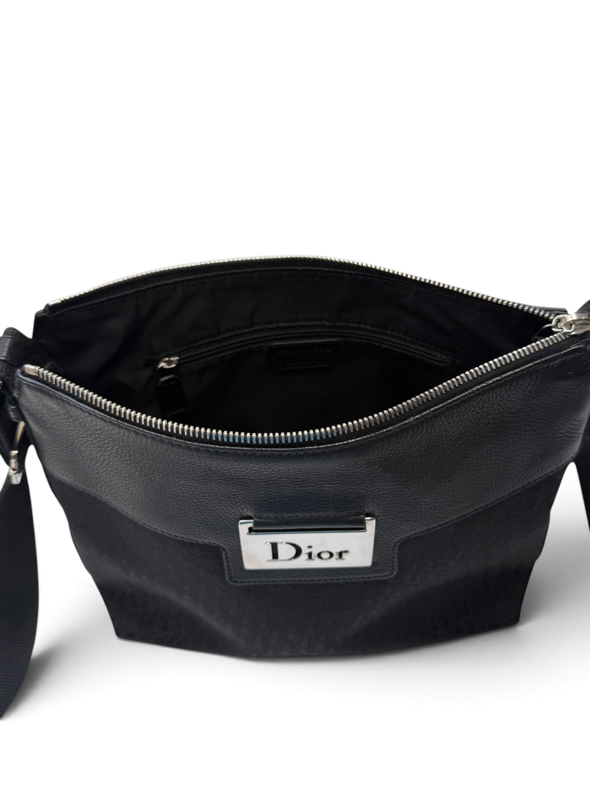 Christian Dior Street Chic Messenger Bag – Black Oblique Canvas & Leather, 2006, with Matching Wallet