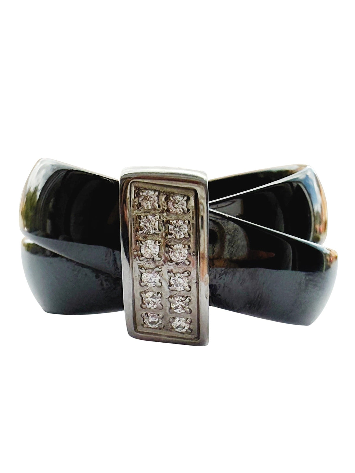 Chanel “Ultra” Black Ceramic Criss-Cross Ring