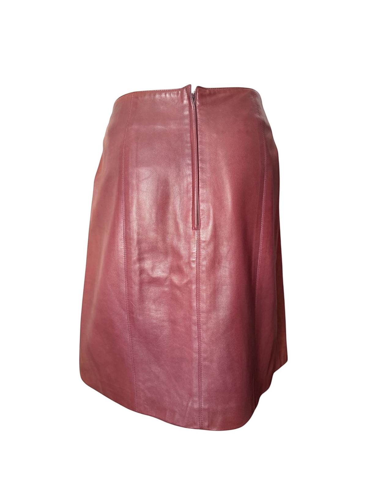 Chanel Bordeaux Leather Midi Skirt