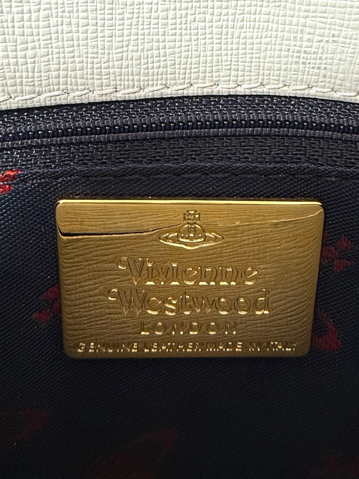 Vivienne Westwood Grey Saffiano Leather Envelope Clutch with Gold Orb