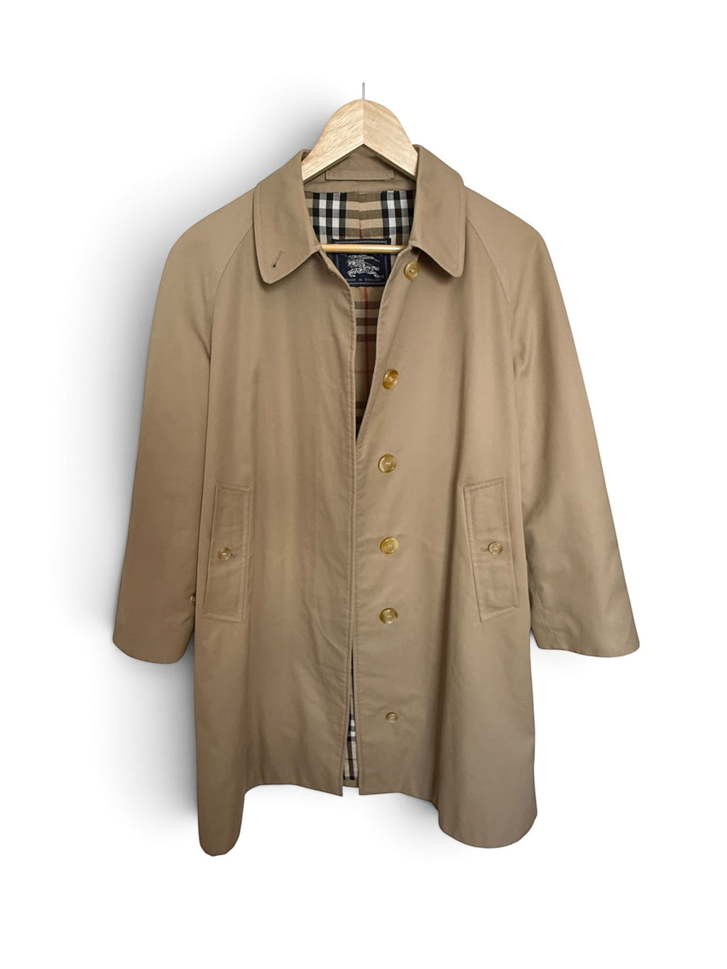 Vintage 1980s Burberrys Made in England Tan Double-Breasted Trench Jacket