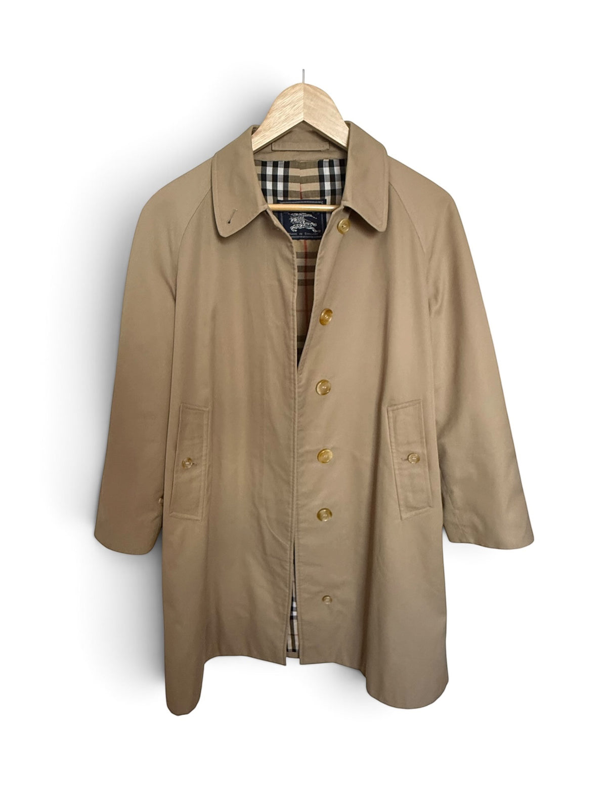 Vintage 1980s Burberrys Made in England Tan Double-Breasted Trench Jacket