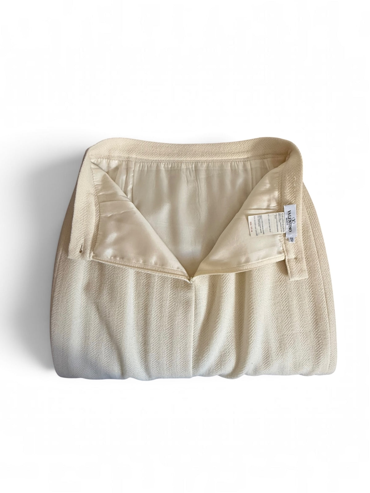 Valentino Miss V Cream Herringbone Skirt Suit, Size 44 / US 10