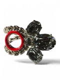 Vintage Christian Dior Red Enamel Crystal Cluster Statement Ring – Size N
