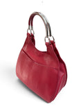 Christian Dior Vintage Red Leather Hobo Handbag with Silver Ring Handles – Made in Italy (2008) + Authenticity Card