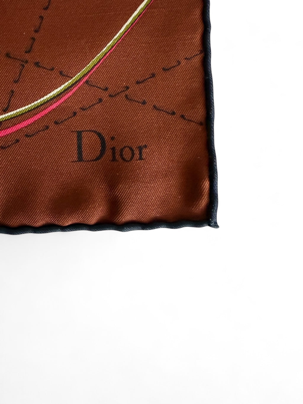 Christian Dior Pink Silk Scarf 55 x 55cm with Gold Jewellery Chain Motif – Made in Italy