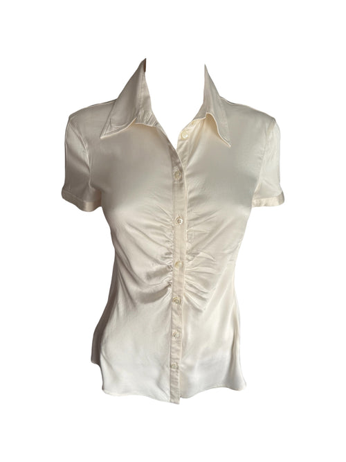 Armani Collezioni Cream Silk Short Sleeved Blouse