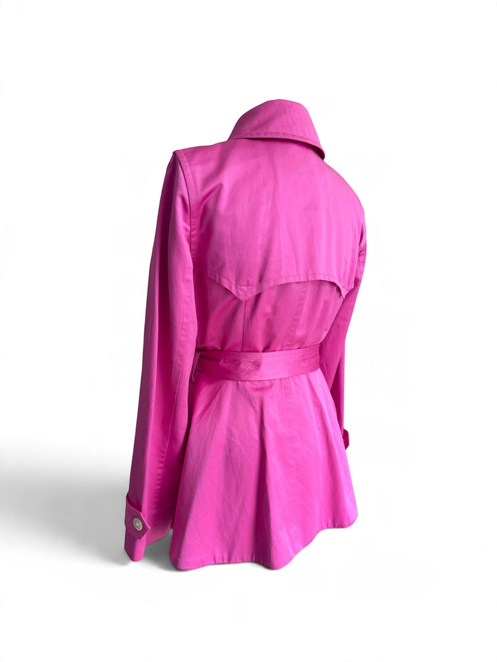 Lauren by Ralph Lauren Women’s Hot Pink Double-Breasted Trench Coat with Belt, Size M