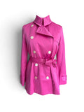 Lauren by Ralph Lauren Women’s Hot Pink Double-Breasted Trench Coat with Belt, Size M