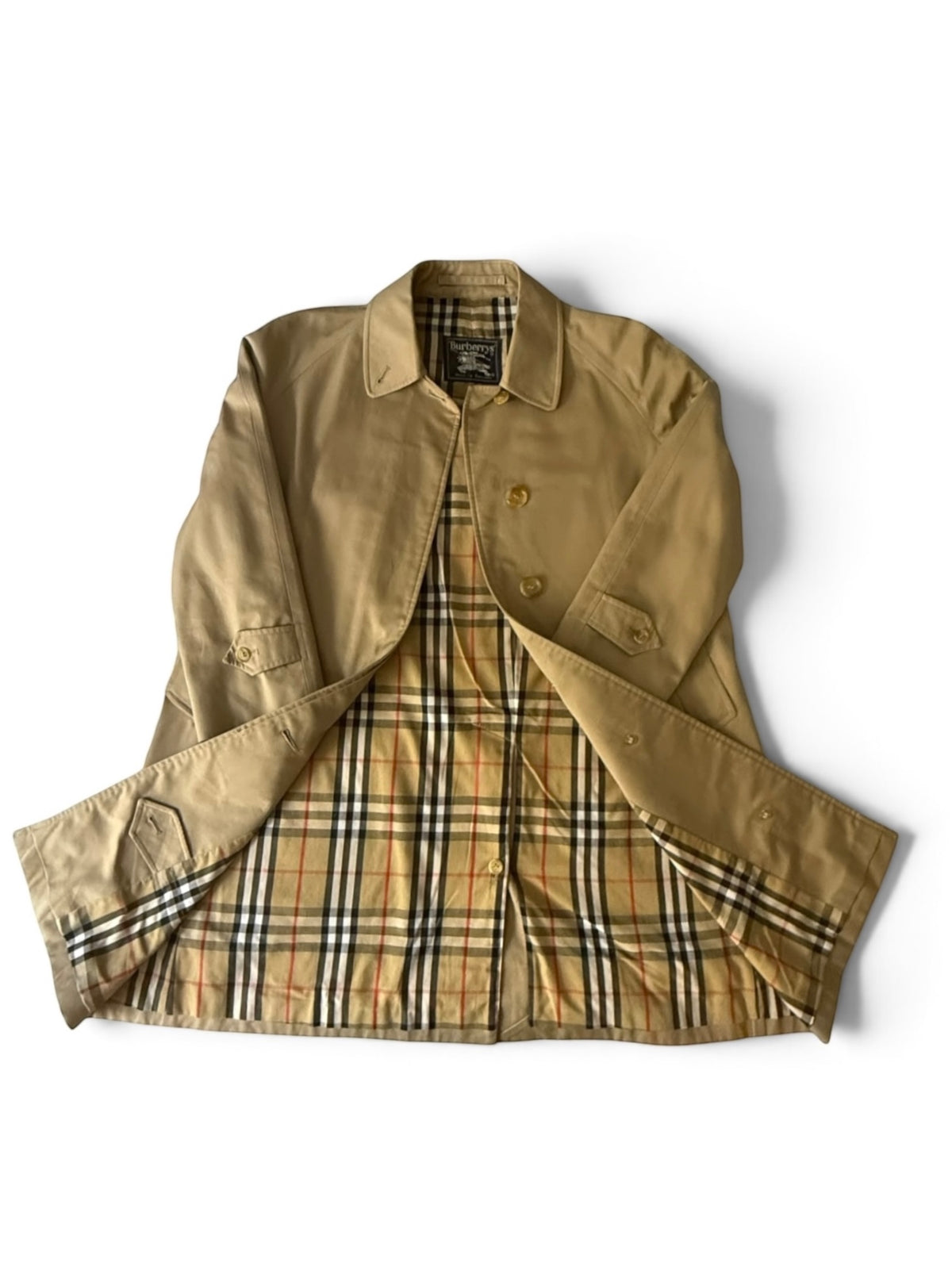 Vintage 1980s Burberrys Made in England Tan Double-Breasted Trench Jacket